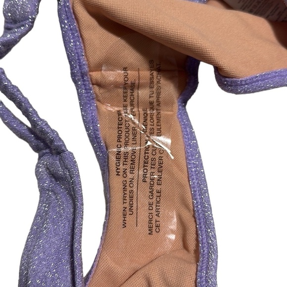 MOLYBELL Checks Tie Shoulders Triangle Bikini 
Double Elastic Strings Shimmer M - Picture 5 of 5